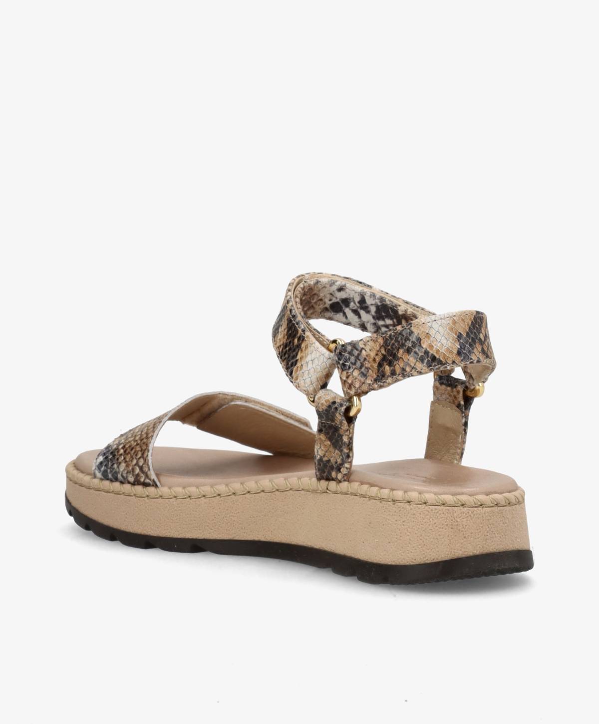TILDE A - Beige læder snake - Sandaler platform Dame