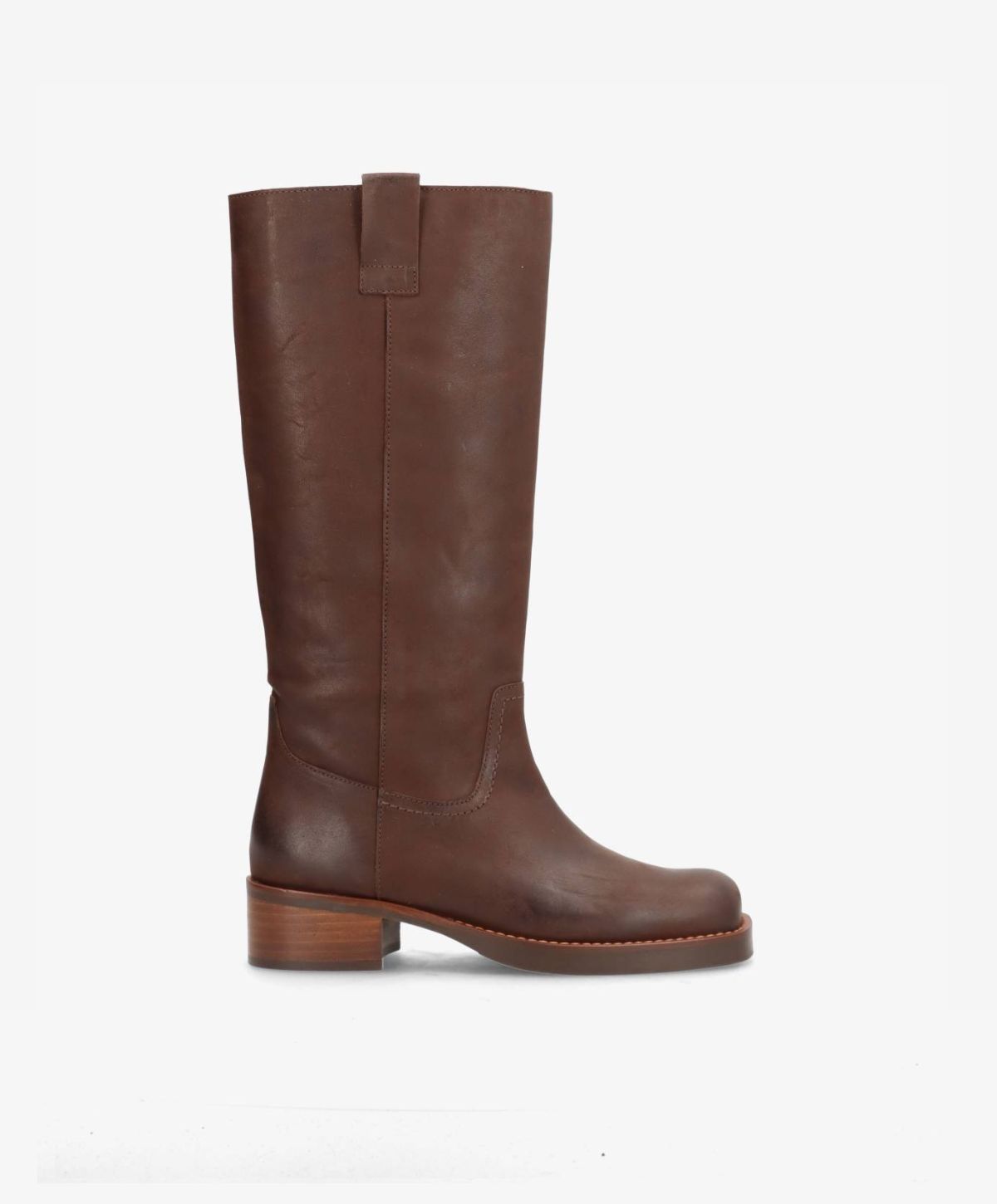 CAMERON LONG - Dame Lang støvle med hæl - Brun læder