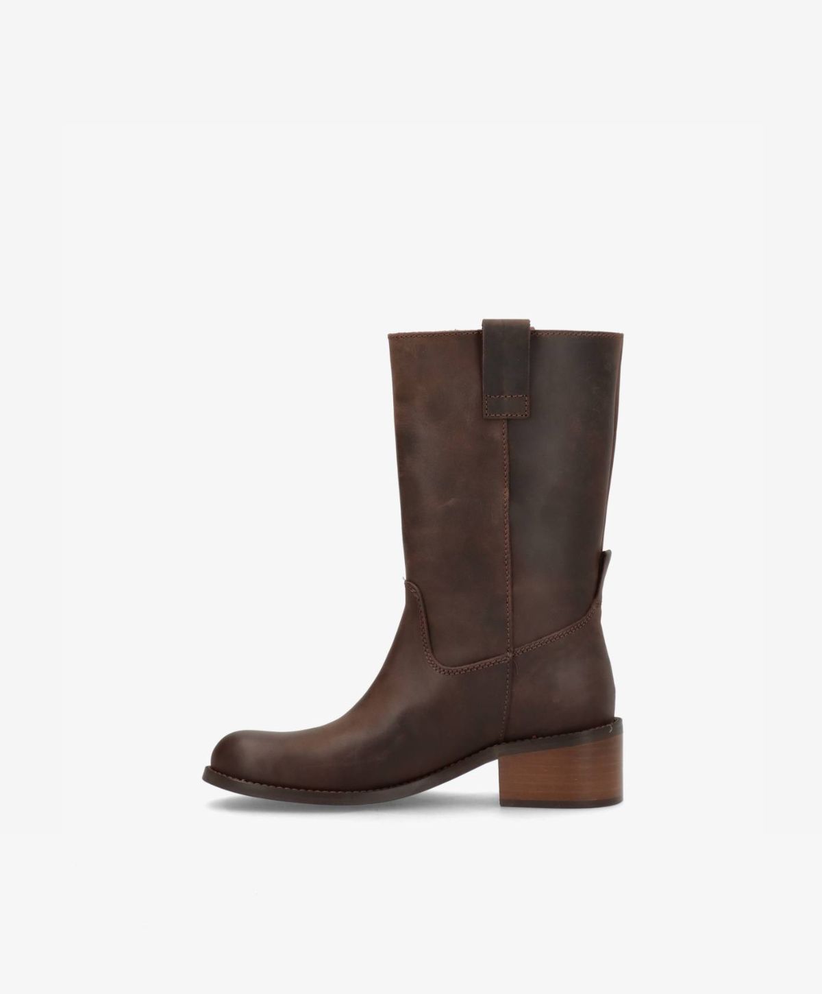 MARTINA - Mellemlang støvle dame - Mørkebrun læder