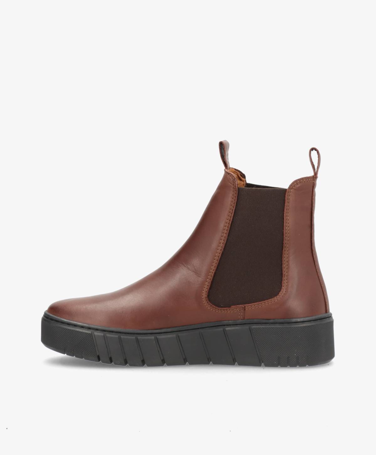 MOOVED BLK - Mørkebrun læder - Chelsea støvler Dame