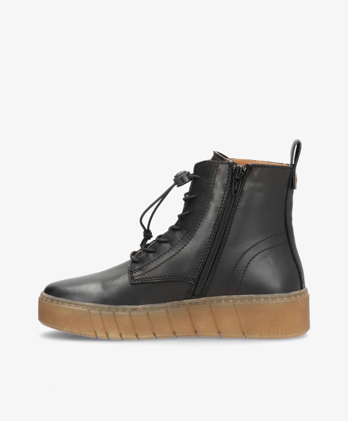 MOOVED LACE - Sort læder - Snørestøvler Dame