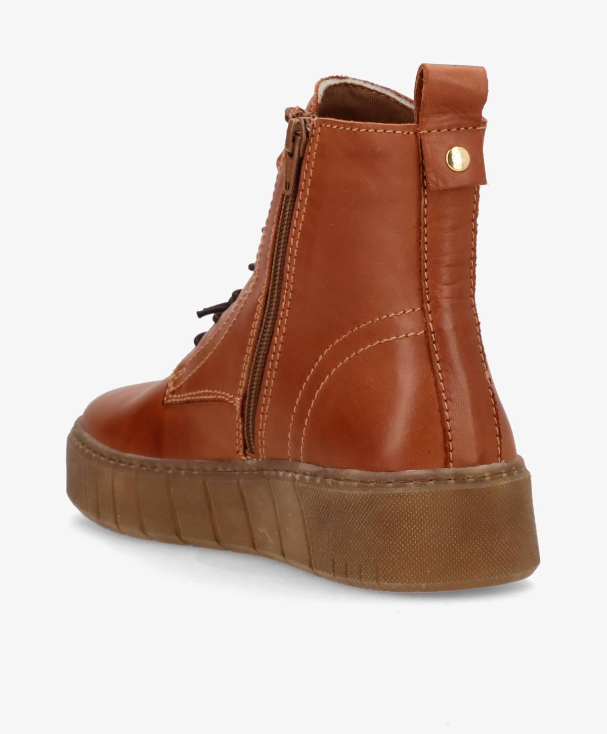 MOOVED LACE - Mellembrun læder - Snørestøvler Dame