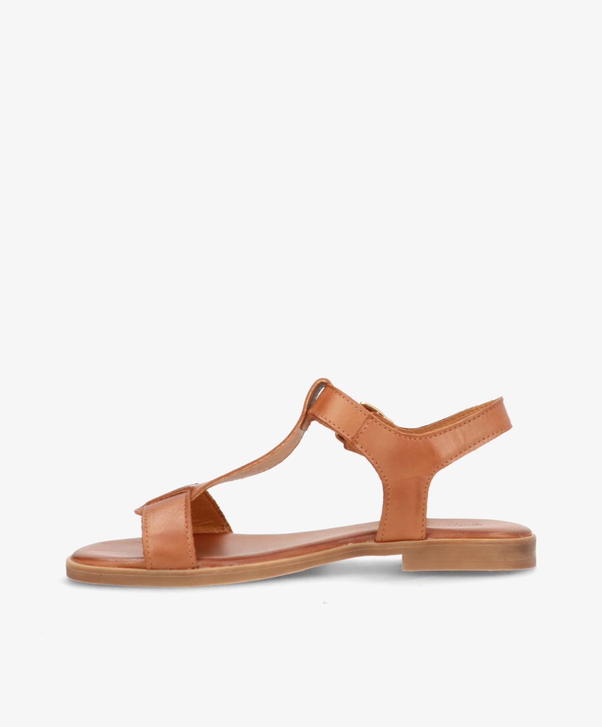 NORA - Mellembrun læder - Flade sandaler