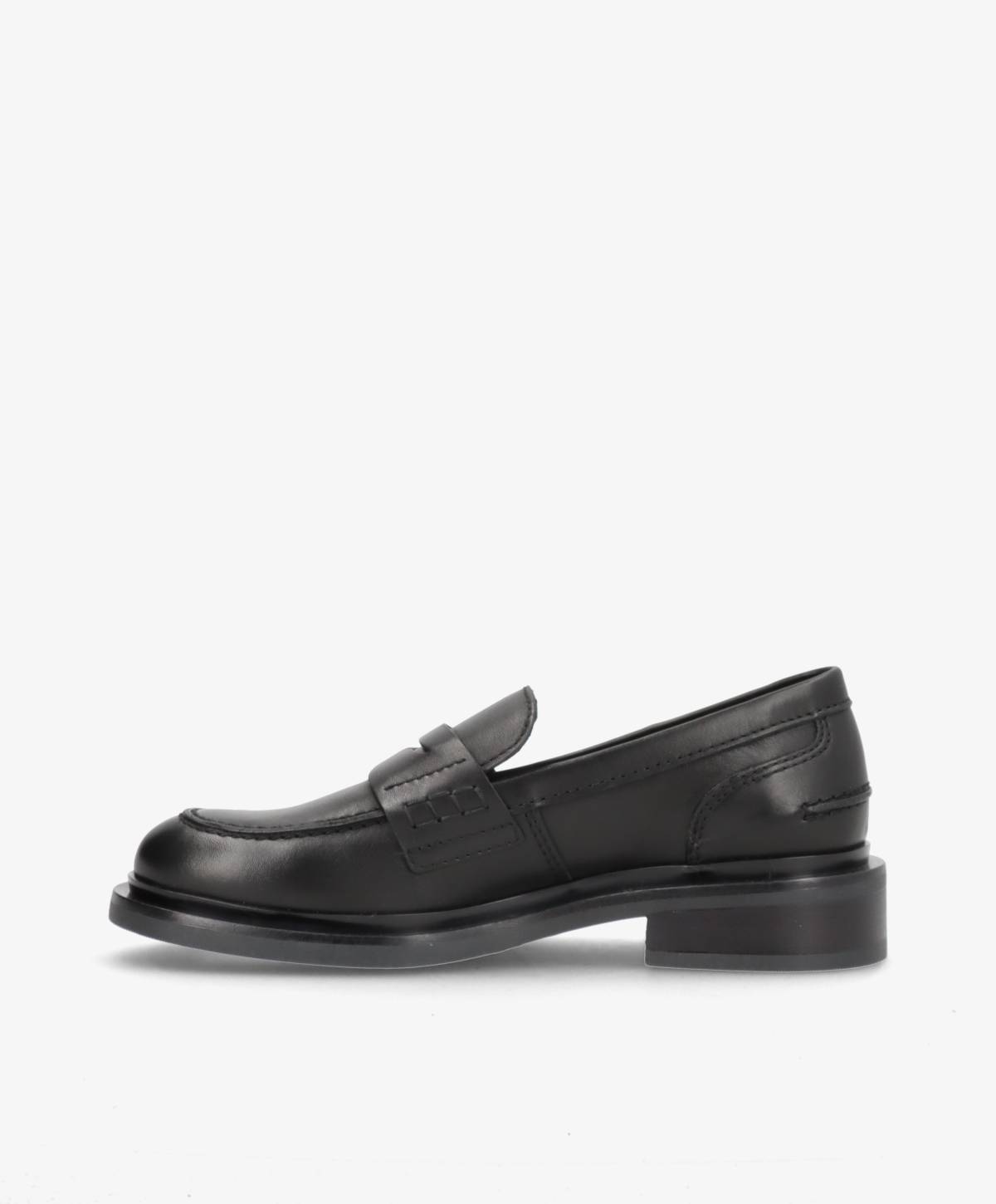 PURE - Sort læder - Loafers Dame