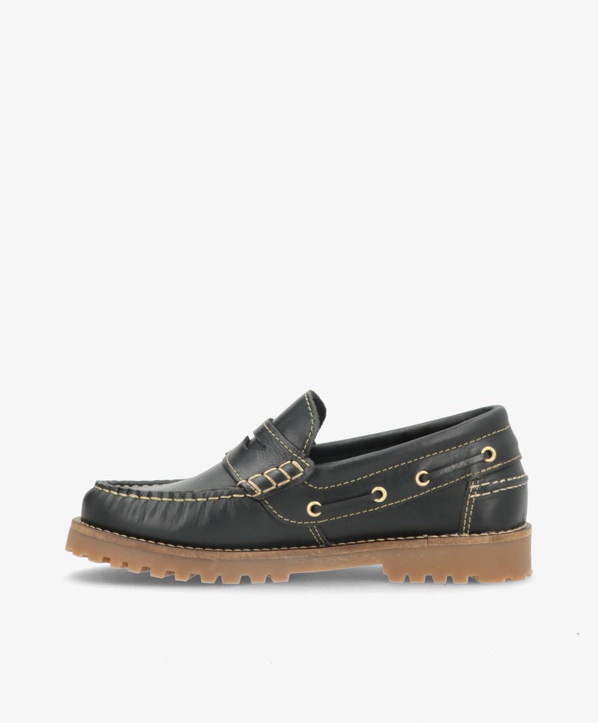 RUDDER L - Sort læder - Loafers Unisex Sejler