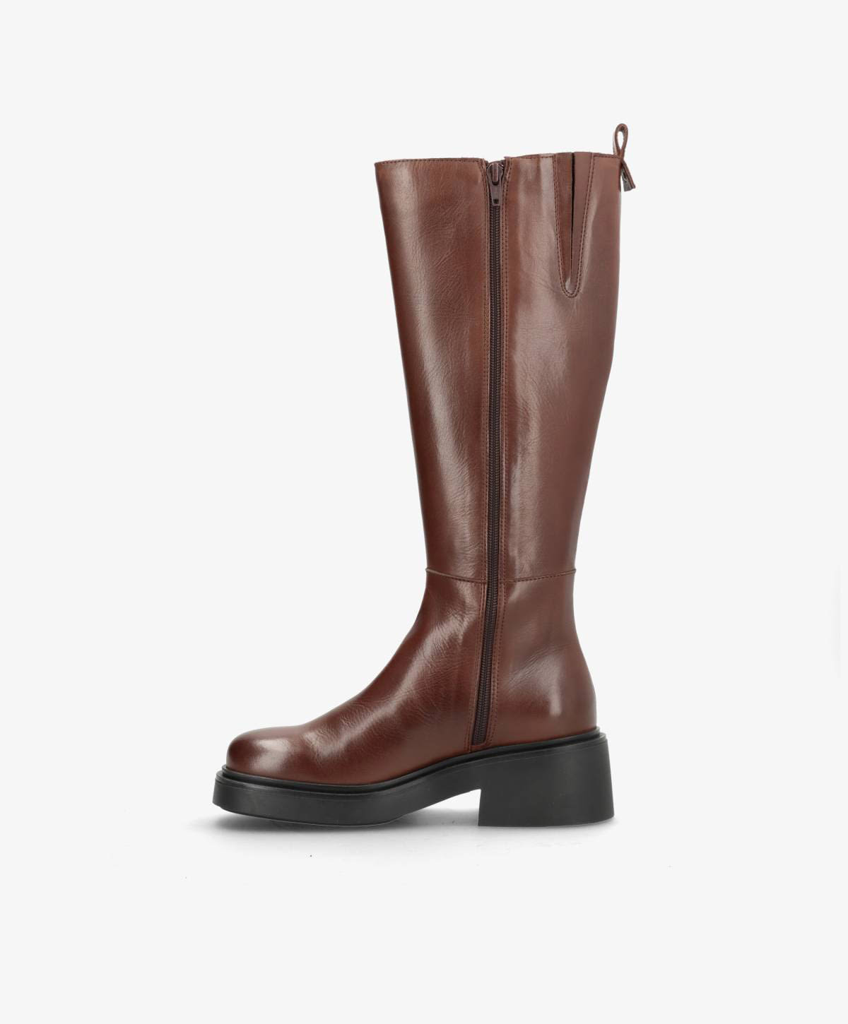 SADDLE LONG - Mørkebrun læder - Lange støvler Dame