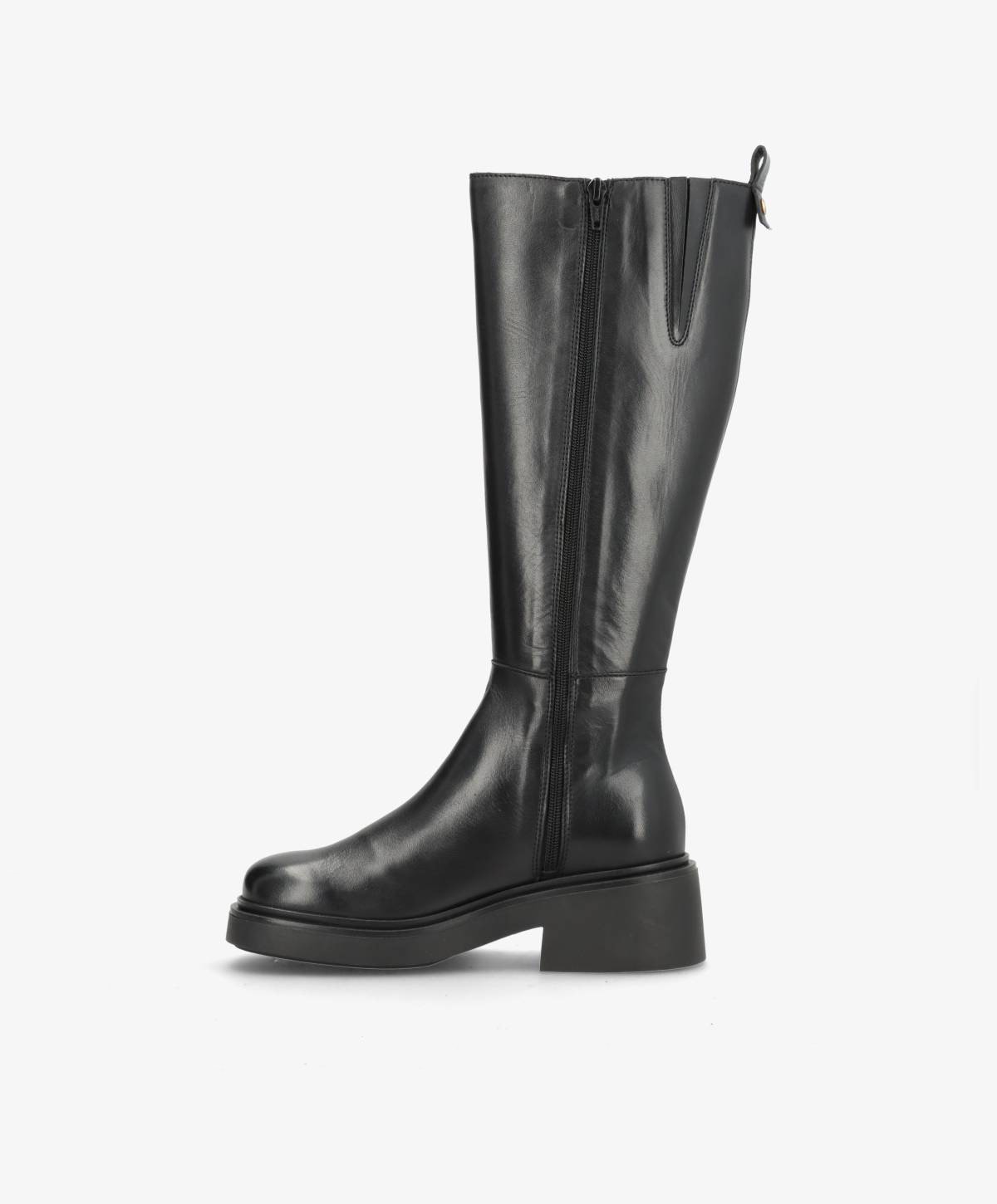 SADDLE LONG - Sort læder - Lange støvler Dame