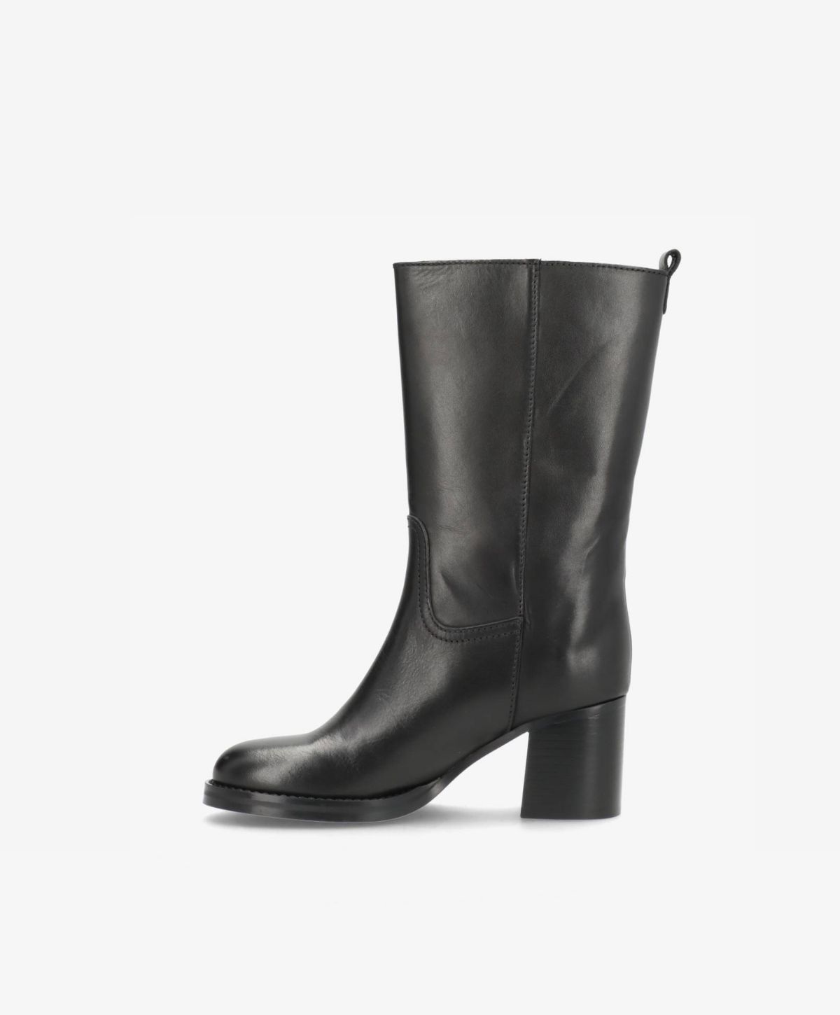 SADIE - Dame Støvle med hæl - Sort læder
