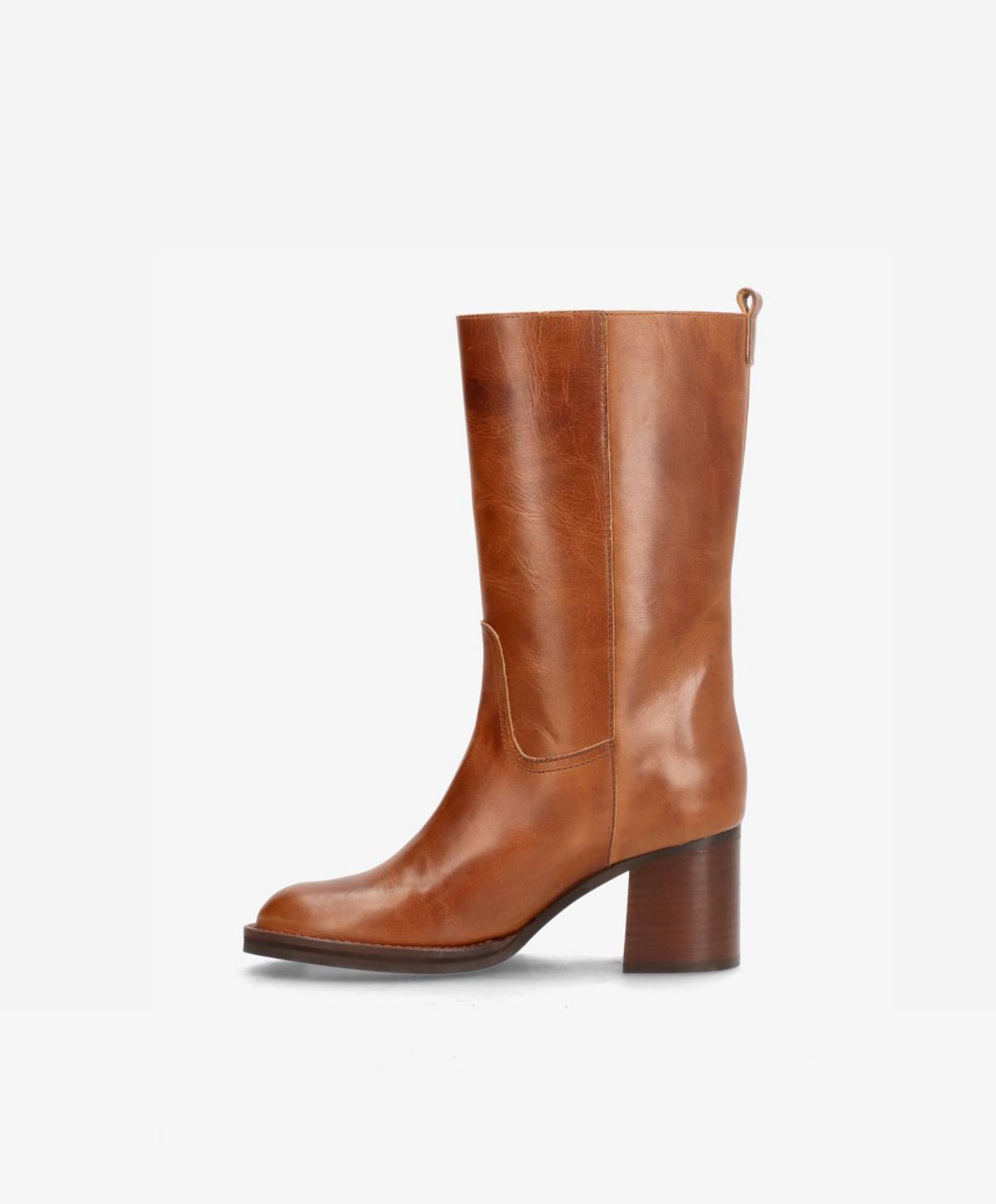 SADIE - Dame Støvle med hæl - Cognac læder