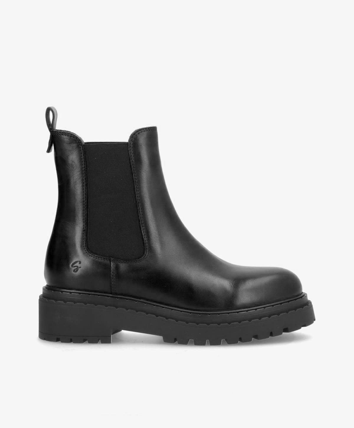 WILLOW - Sort læder - Chelsea støvler Dame