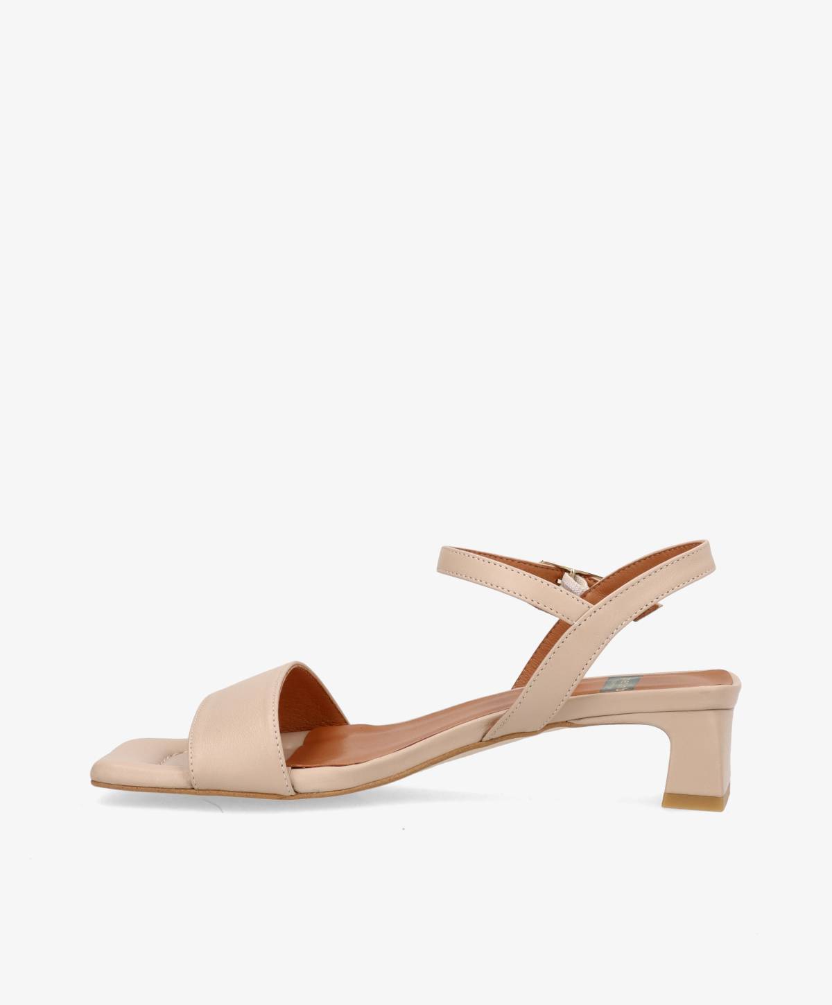 EMBRACE - Beige læder - Sandal med hæl Dame