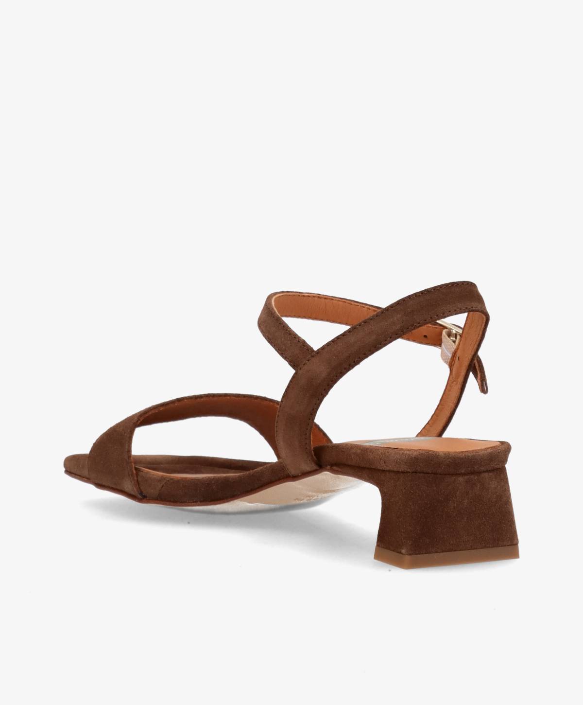 EMBRACE - Mørkebrun ruskind - Sandal med hæl Dame