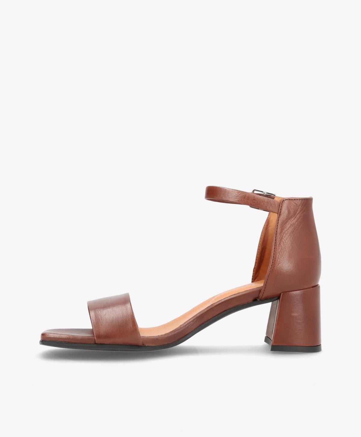 ALICE - Mørkebrun læder - Sandaler med blokhæl Dame