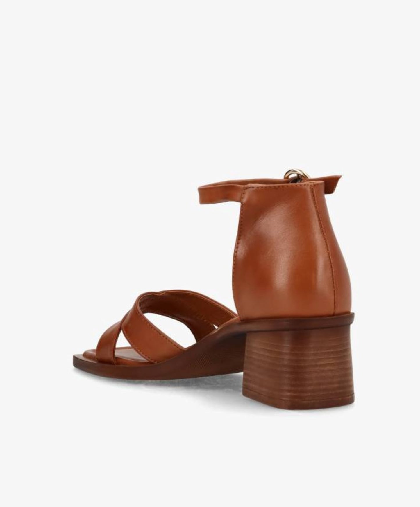 RIANNA - Mellembrun læder - Sandal med hæl Dame
