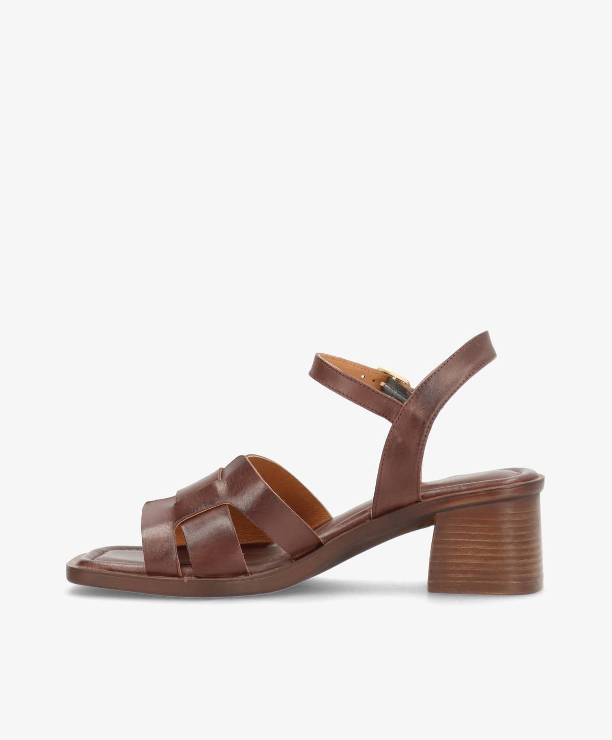 RHONA - Mørkebrun læder - Sandal med hæl Dame