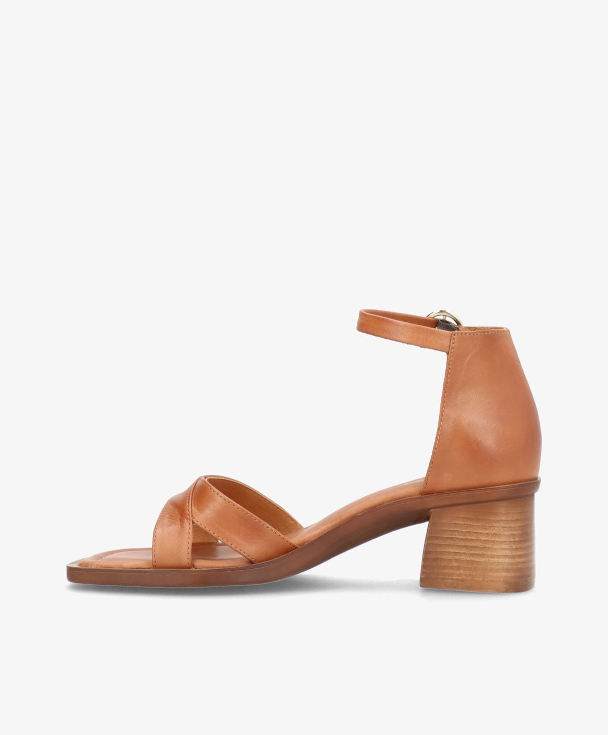 RIANNA - Mellembrun læder - Sandal med hæl Dame