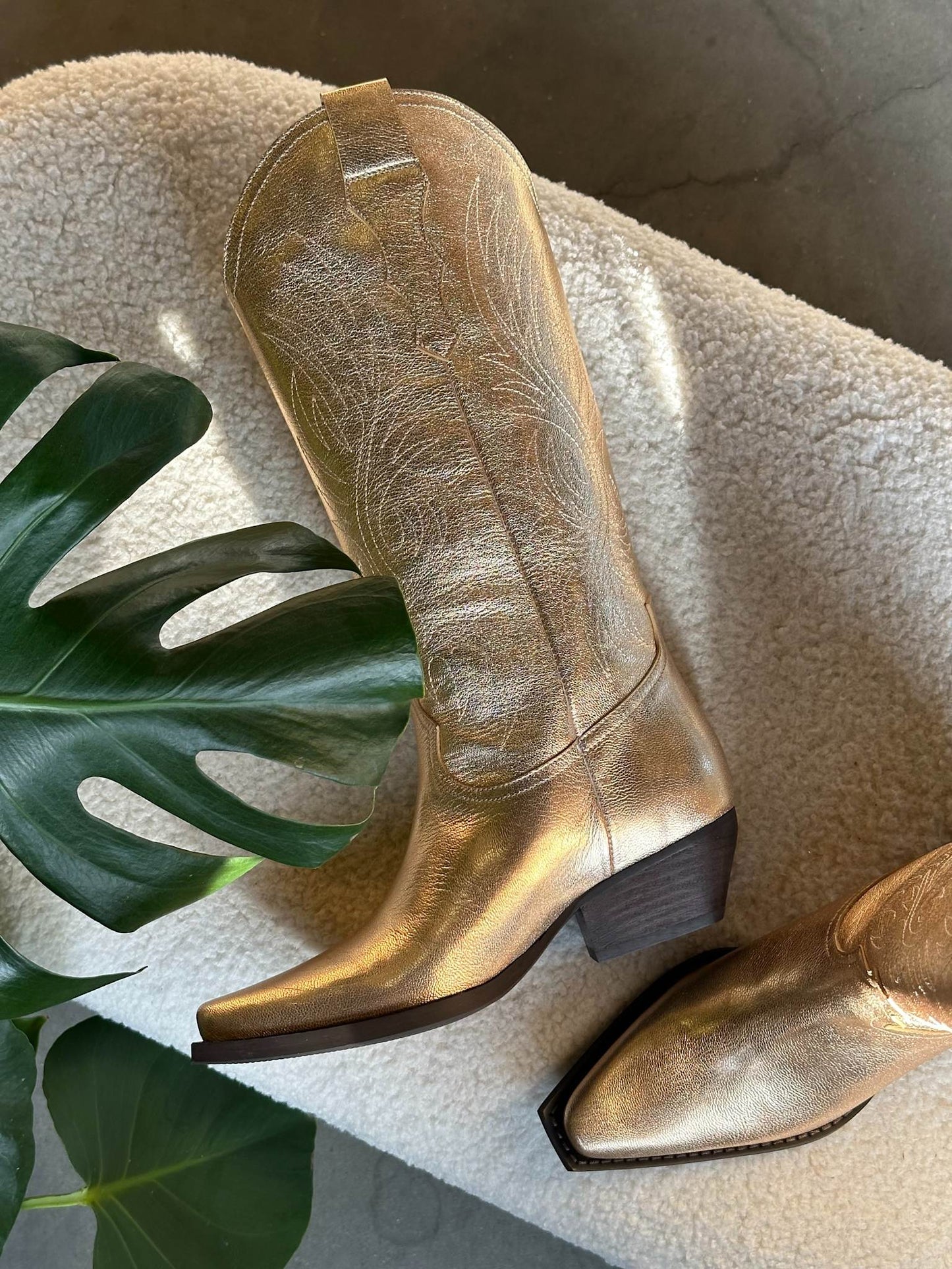 FRANKIE - Cowboy støvle lang - Guld