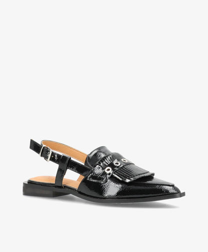 Shoecobay - Sort Vegan lak - Slingback sko - Dame