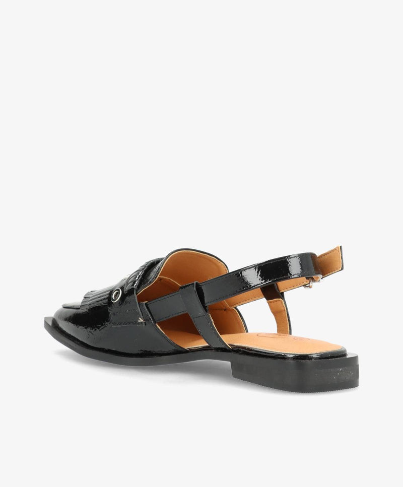 Shoecobay - Sort Vegan lak - Slingback sko Dame