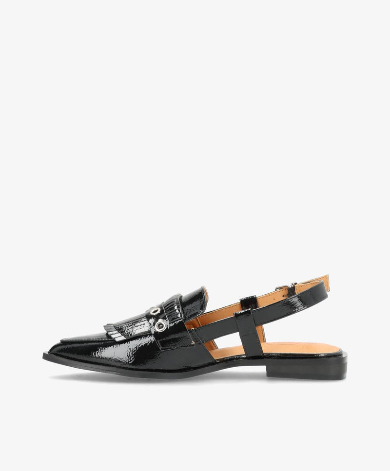 Shoecobay - Sort Vegan lak - Slingback sko Dame