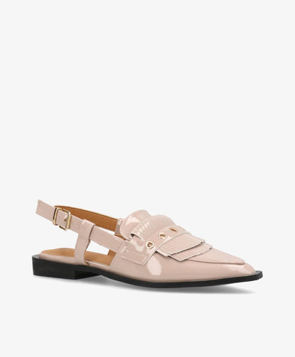 Shoecobay - Beige Vegan lak - Slingback sko Dame