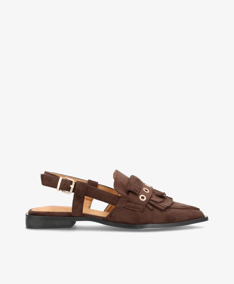 Shoecobay - Mørkebrun Vegan ruskind - Slingback sko Dame