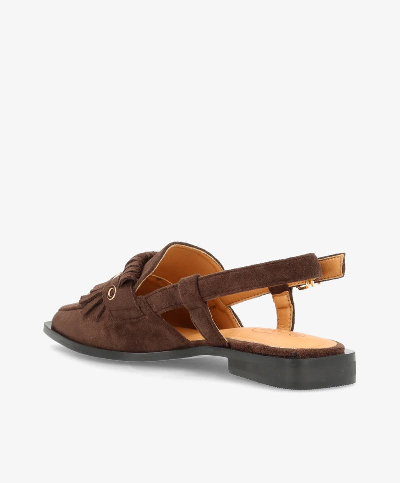 Shoecobay - Mørkebrun Vegan ruskind - Slingback sko Dame