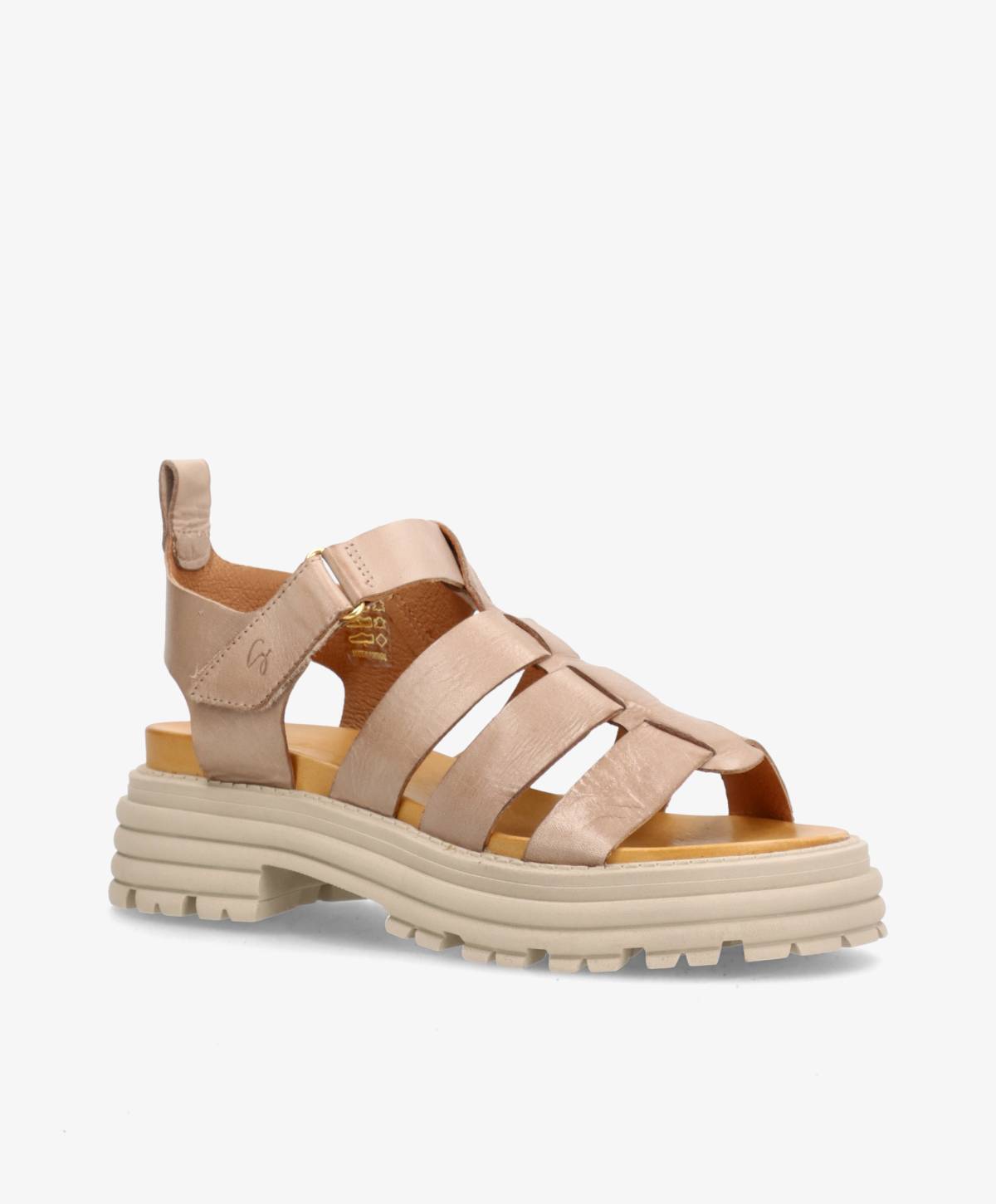 GABBY - Beige Læder  - Sandal Dame