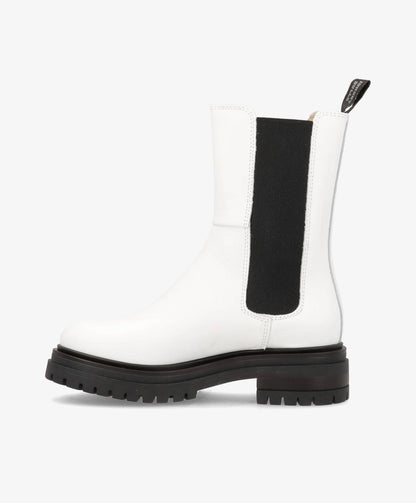 960 - Høj Chelsea Støvle - White/black