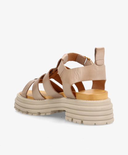 GABBY - Beige Læder  - Sandal Dame