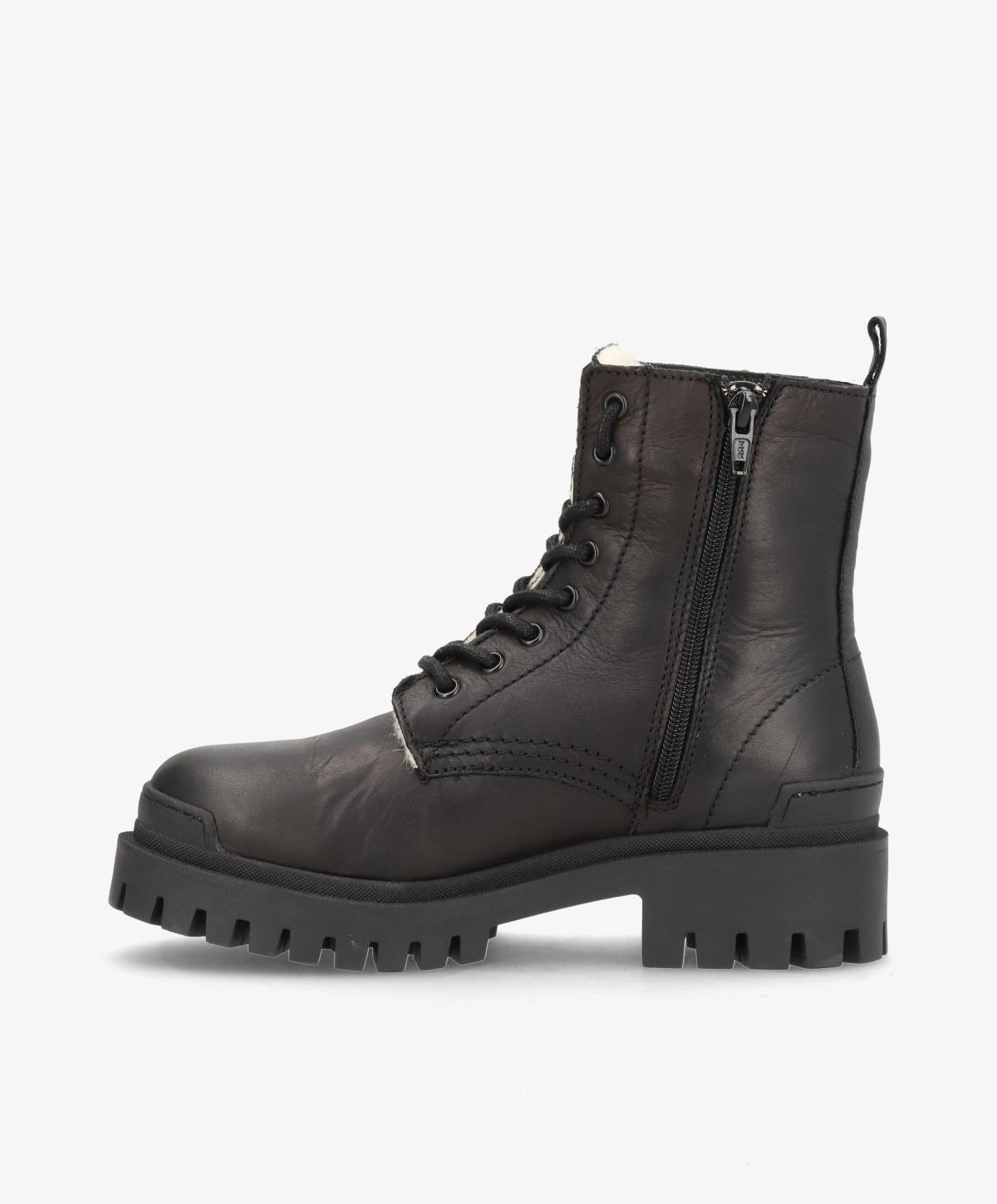HACKER LACE - Ankelstøvle m. foer - Black