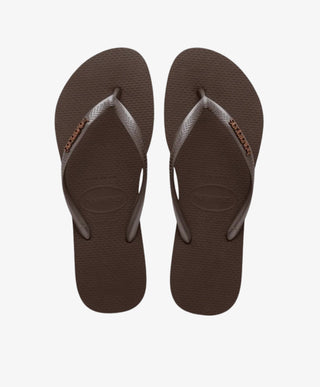 Slim logo metallic - Slip-on Dame - Mørkebrun