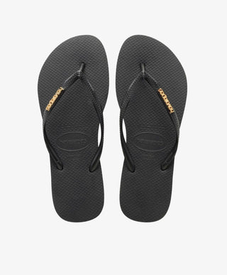 Slim logo metallic - Slip-on Dame - Sort/guld