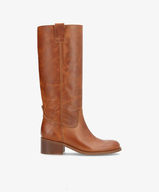 MARTINA LONG - Lang Støvle Dame - Cognac