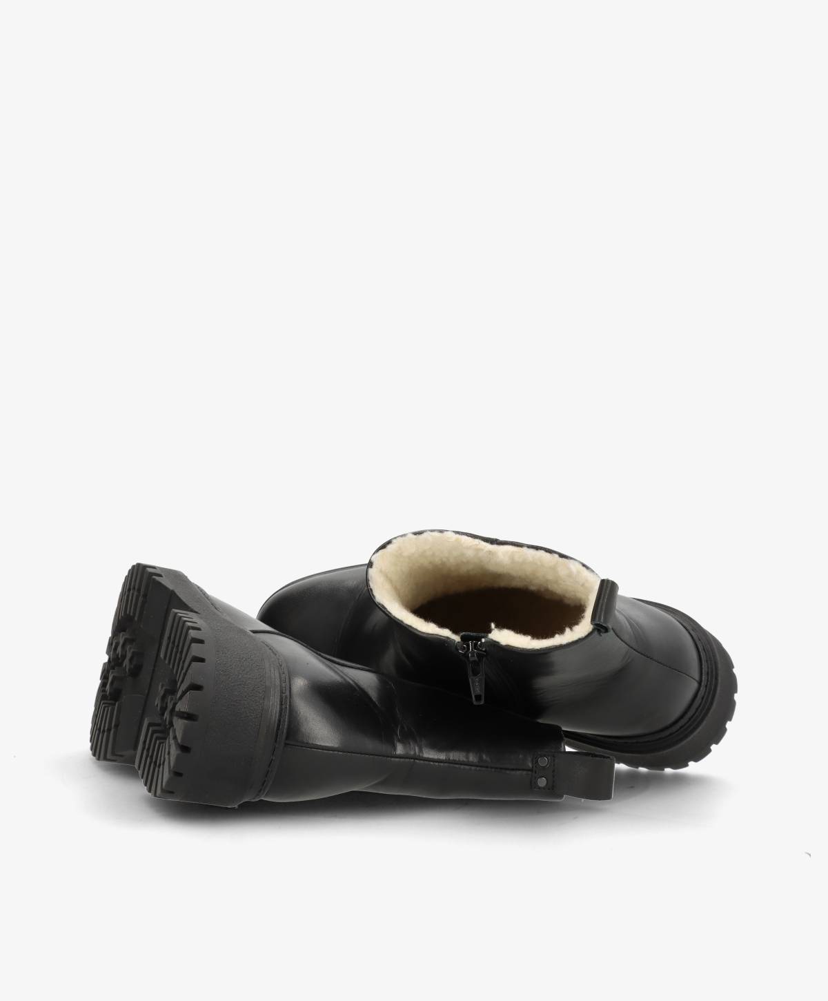 CASABLANCA ZIP Warm - Dame Ankelstøvle med foer - Sort læder