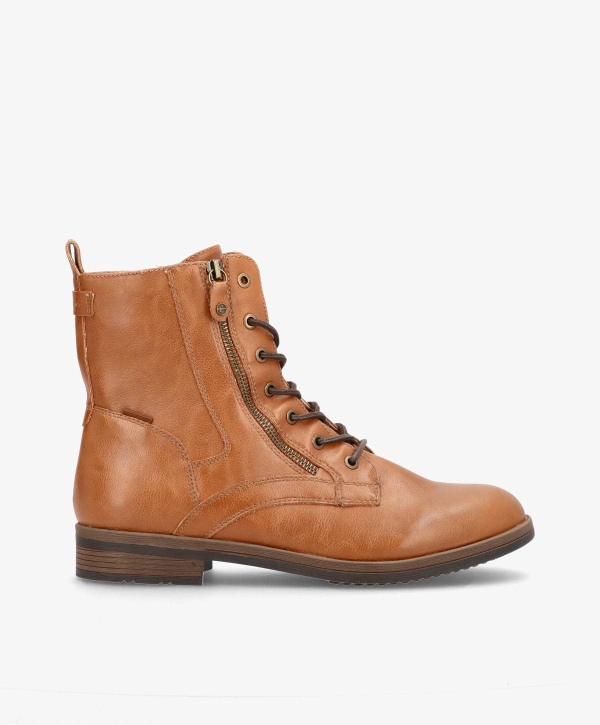 Læder snørestøvle Cognac - Dame - 1-25107-41