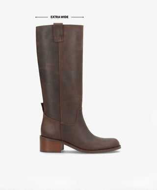 MARTINA LONG WIX - Chokoladebrun læder - Lang støvle Dame