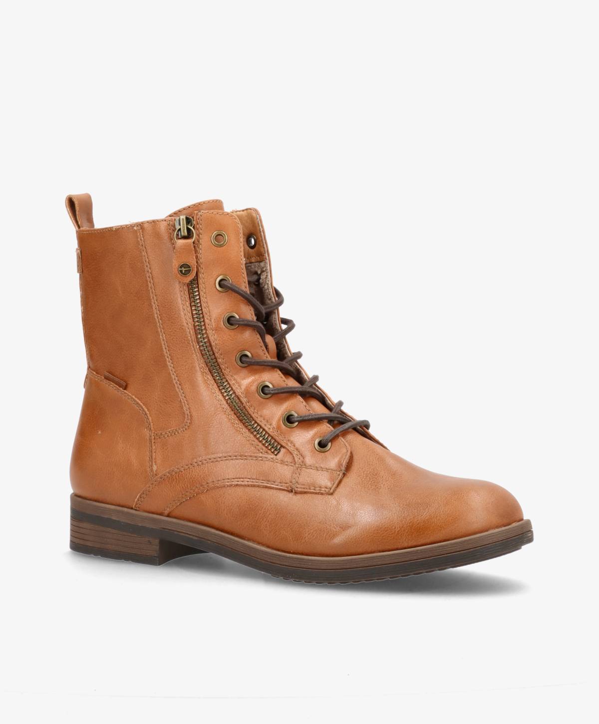 Læder snørestøvle Cognac - Dame - 1-25107-41