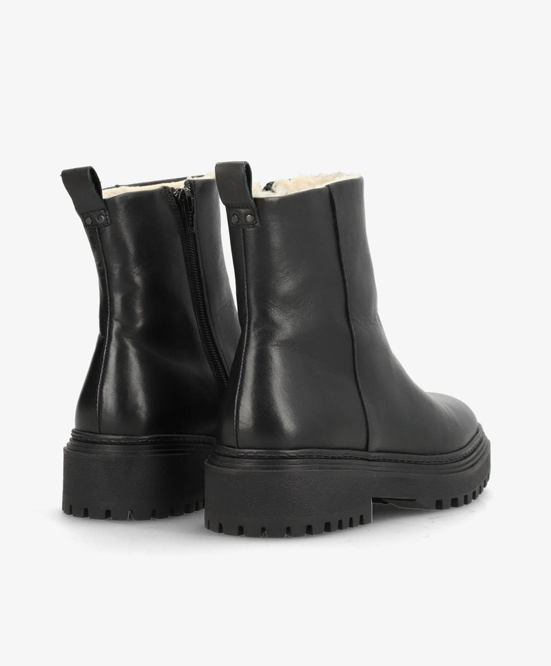CASABLANCA ZIP Warm - Dame Ankelstøvle med foer - Sort læder