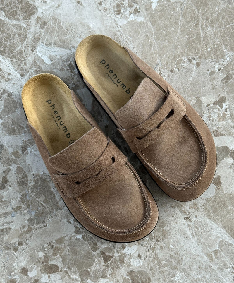 OCTAVIA - Taupe ruskind - Mules Dame