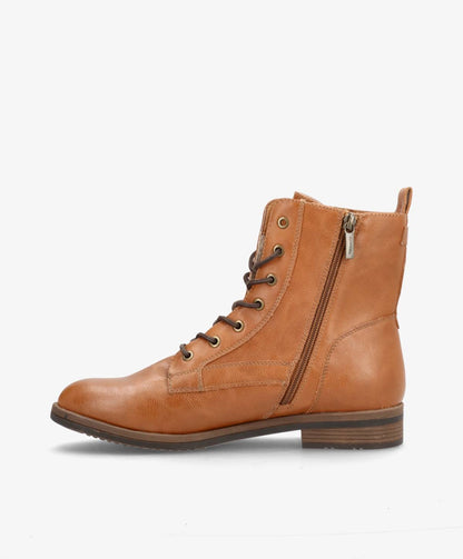 Læder snørestøvle Cognac - Dame - 1-25107-41