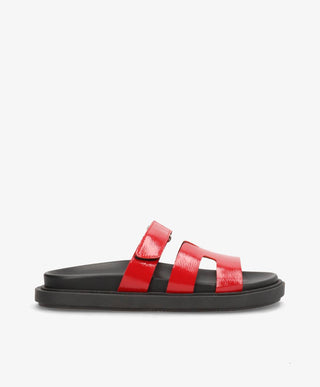 ECHO P - Rød lak læder - Flade sandaler Dame