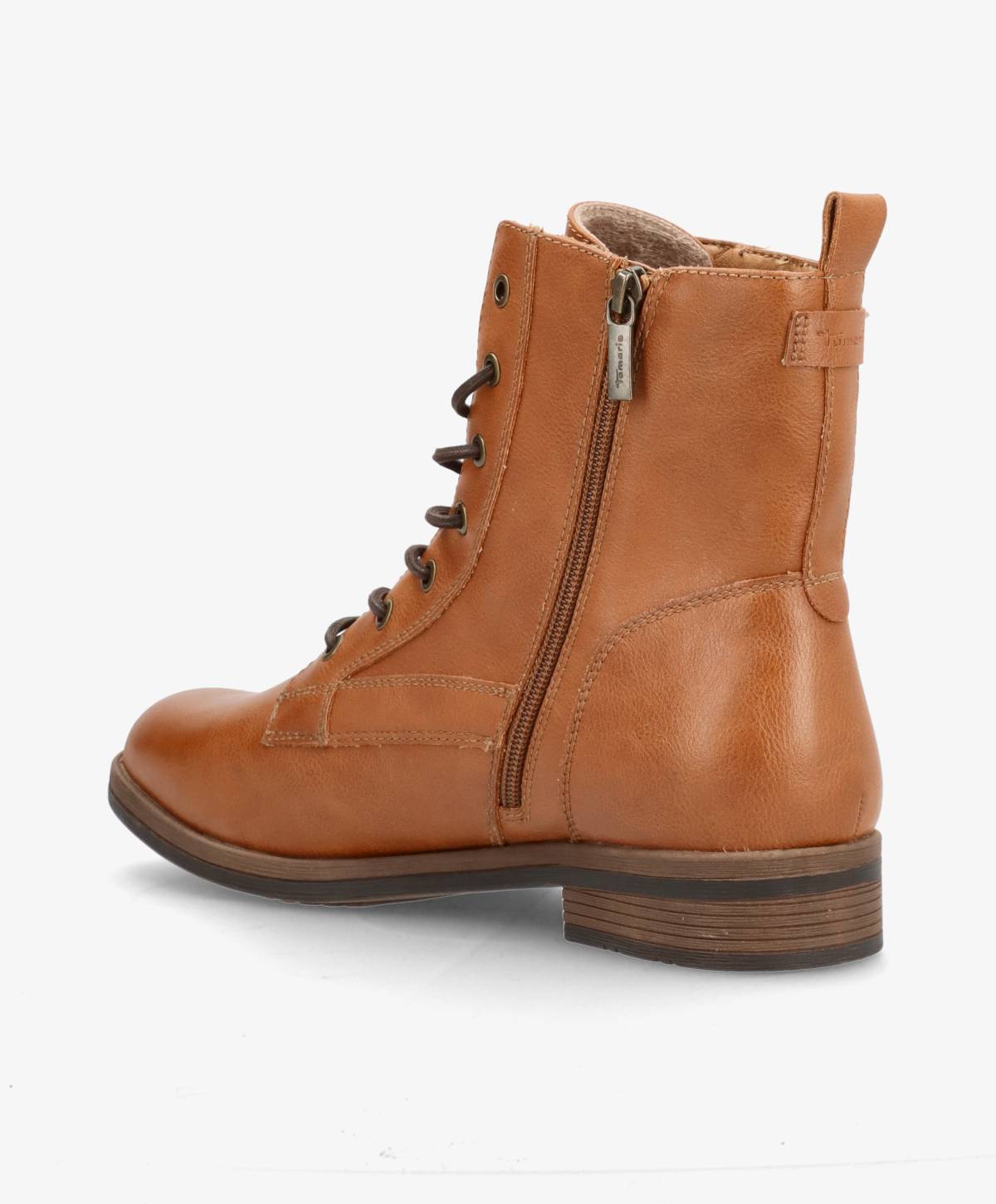 Læder snørestøvle Cognac - Dame - 1-25107-41