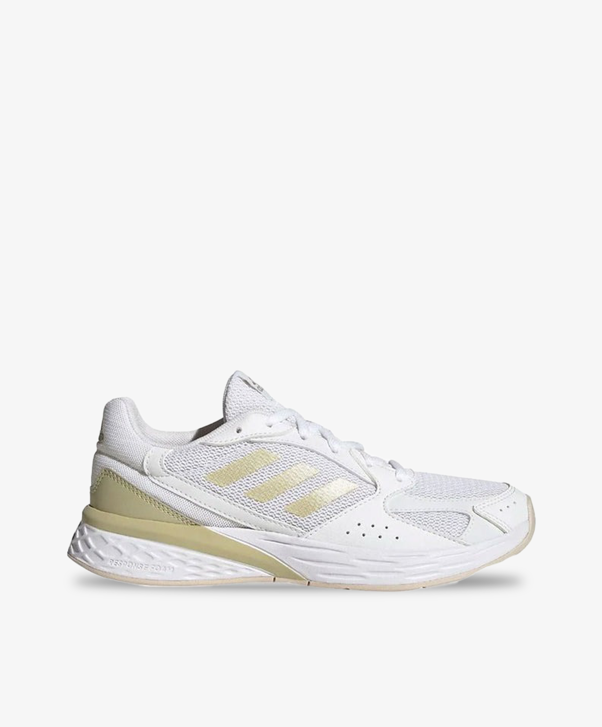 Hvide sneakers fra Adidas med guld applikationer.