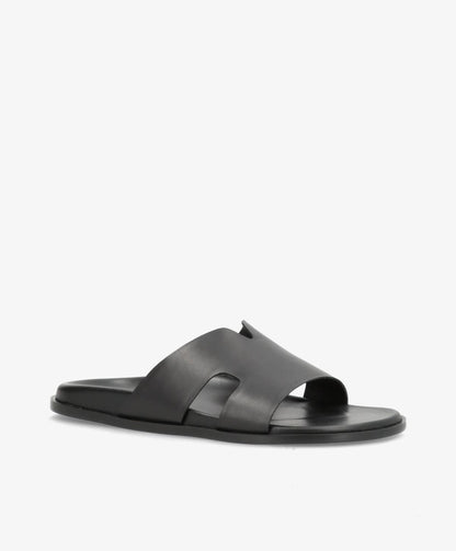 RAE - Sort læder - Flade sandaler Dame