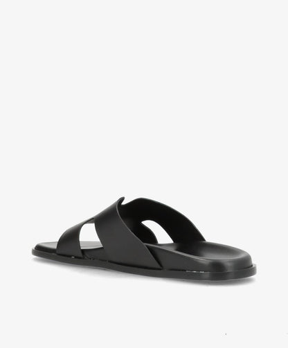 RAE - Sort læder - Flade sandaler Dame
