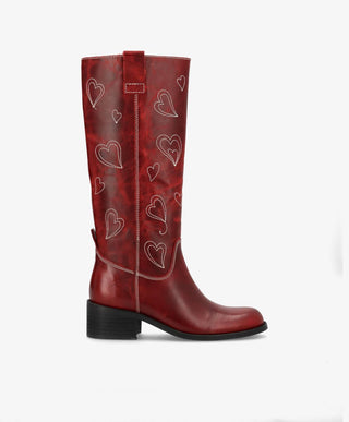 HEARTSCAPE LONG H - Dame Lang støvle - Vinrød læder