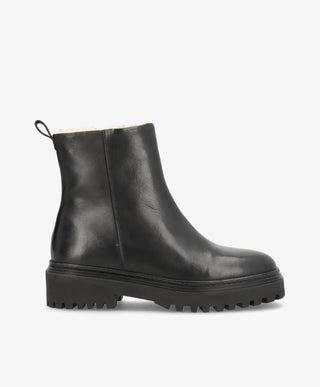 CASABLANCA ZIP Warm - Dame Ankelstøvle med foer - Sort læder