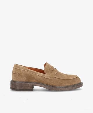 LORETTA S - Beige ruskind - Loafers Dame