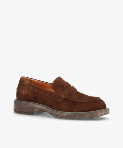 LORETTA S - Mørkebrun ruskind - Loafers Dame